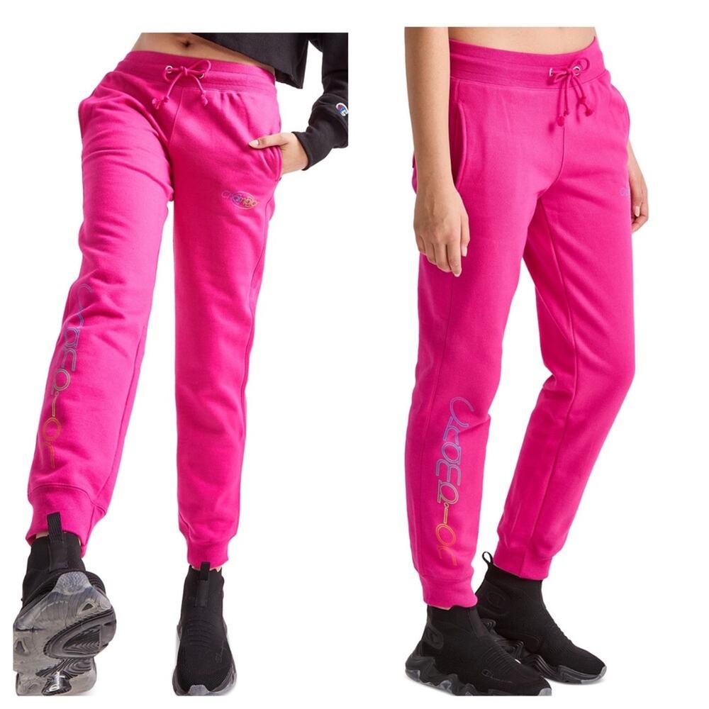 NWT Champion Reverse Weave Sweatpants Joggers Pink Logo Pockets Thick Womens M